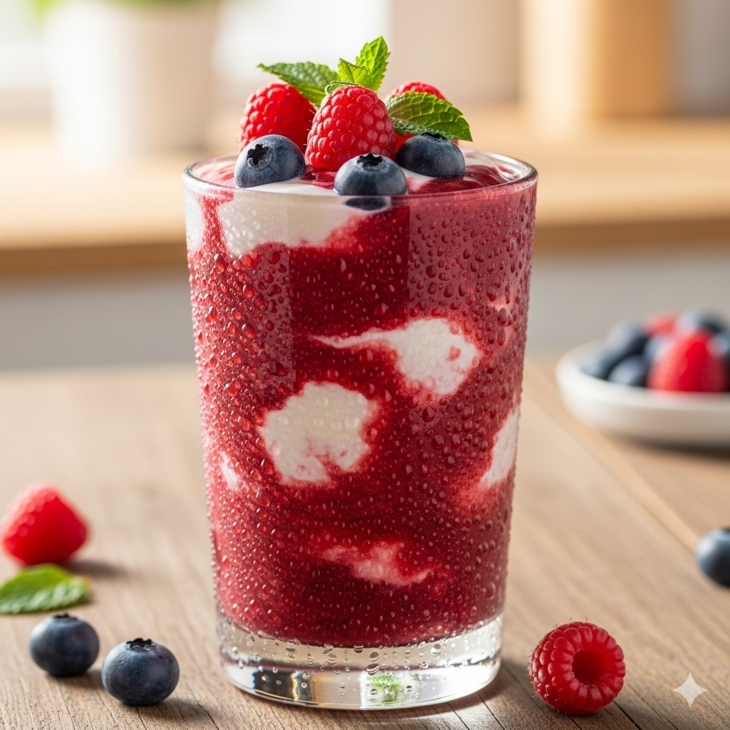Batido de frutos rojos y yogur saludable