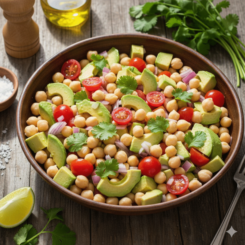 ensalada de garbanzos con aguacate – receta rápida y saludable