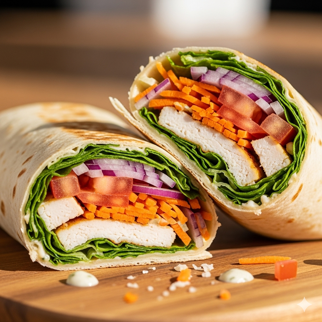 wrap de pollo y vegetales